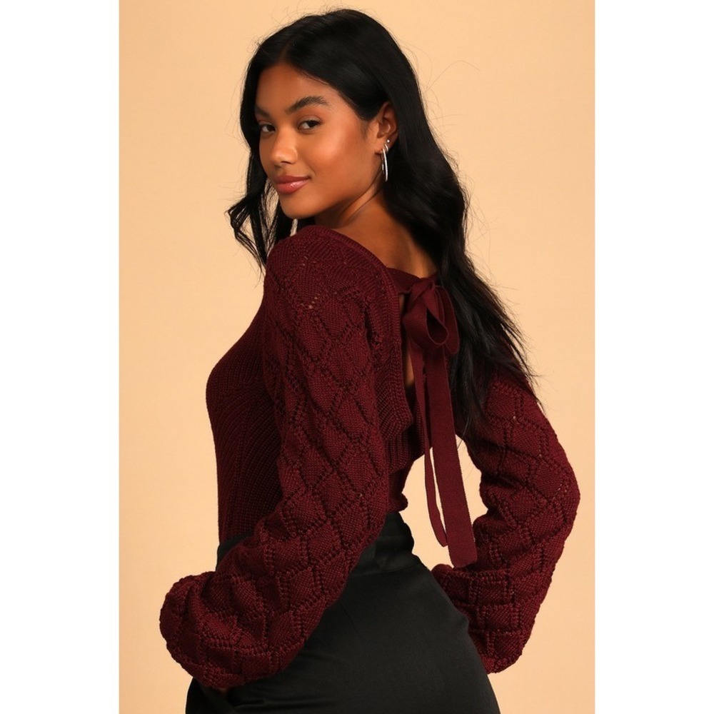 Picking Pumpkins Plum Purple Knit Tie-Back Sweater